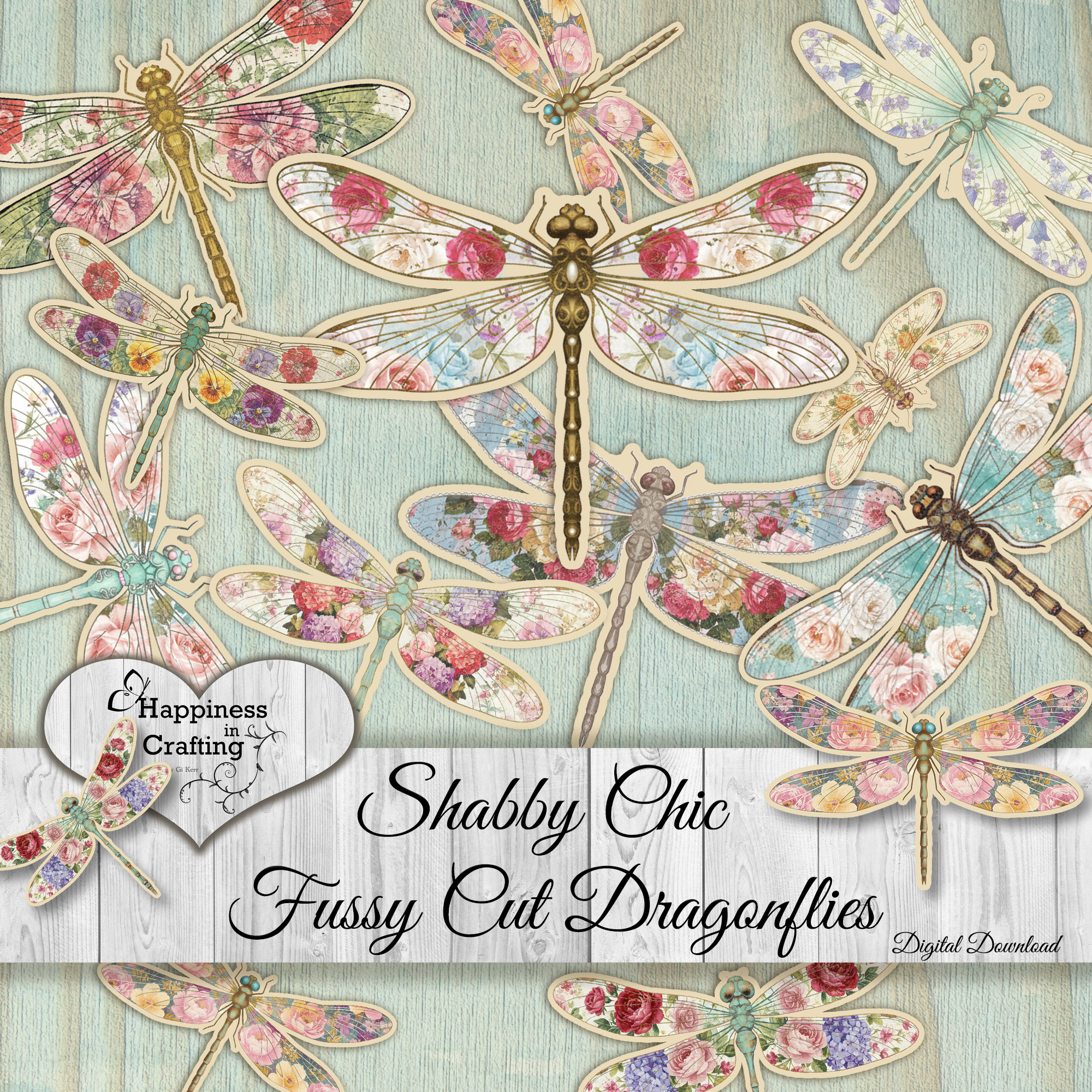 Shabby Chic Fussy Cut Dragonflies - Thumbnail 0 copy